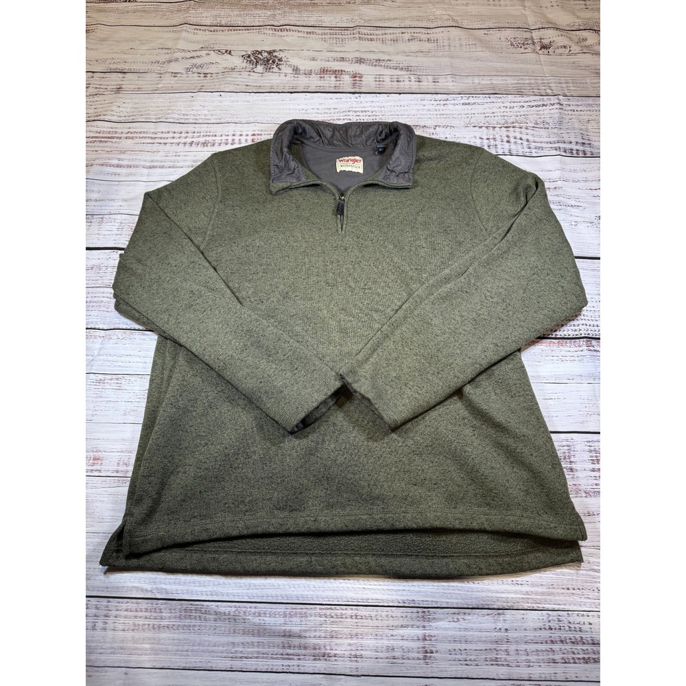 Wrangler Authentics Fleece Pullover Jacket 1/4 Zip Olive Heather Men's XL